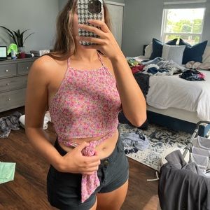 Floral Tie Back Halter CropTop